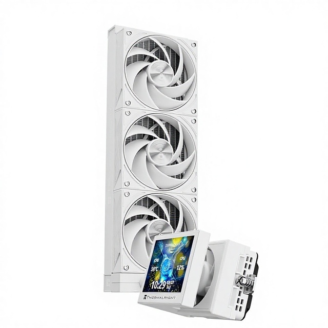 Thermalright Stream Vision 360 White-360mm AIO CPU Liquid Cooler, 3.5 Square LCD Display for Images