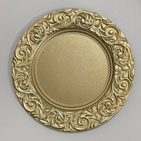 Assiettes de charge réutilisables baroques rondes en plastique or argent rose or de 13 pouces élégantes pour la décoration d'événement, de fête et de mariage