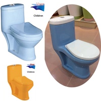 Kloset Anak Satu Bagian Keramik Berlapis Warna Tahan Suhu Tinggi, Dudukan Kloset Anak Modern, Kloset Anak Model Lantai dengan Sistem Dual-Flush