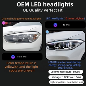 Phares LED de haute qualité 6000K pour F20 F21 116i 118i <span class=keywords><strong>120i</strong></span>, design de lentille de projecteur, feu de jour DRL, signal lumineux, 8000 lumens, automobile - Product Image 2