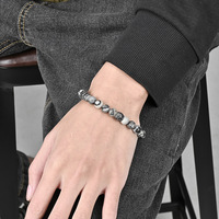 Collier en acier inoxydable avec mantra national à six mots, porte-bonheur unisexe, perles vintage, OPJ AS-SL-040, cadeau