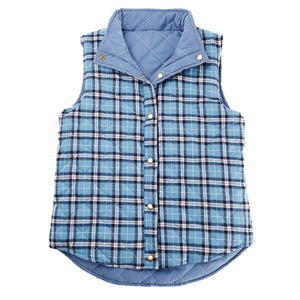 2020 YIWU Factory Plaid Femmes Gilet matelassé réversible surdimensionné en Stock - Product Image 3