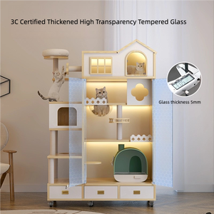 カスタム大型5階建てモダン屋内キャットハウスマルチ猫ウッドヴィラケージボタン屋外ペット家具公共寝室 - Product Image 5