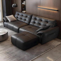 Sofá Moderno Minimalista de Estilo Italiano, Ultra Minimalista, de Cuero Genuino, de Líneas Rectas, para Espacios Pequeños, Móvil, con Garantía de 35 Años