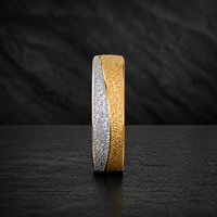 JLM Hochwertige Zweifarbige Mattierte Eternity-Band Paarringe aus Titan-Stahl mit Zirkonia für Verliebte, Hochzeit, Jahrestag, Versprechen, Minimalistisch