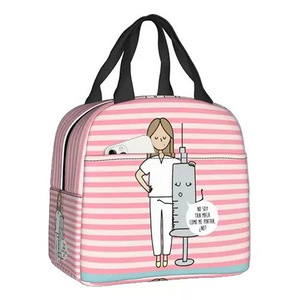 Bolsa de almuerzo con diseño de enfermera, bonita bolsa térmica con aislamiento y cremallera, caja de comida portátil reutilizable para mujer - Product Image 3