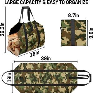Free Sample Factory price Firewood Carrier Leather <b>Log</b> Carrier Bulk Storage Wood <b>Fireplace</b> Canvas Waxed <b>Holder</b> Bags - Product Image 2
