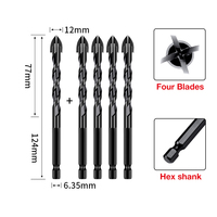 SONGQI noir tête croisée verre foret broca carreaux forets pour verre céramique carrelage marbre
