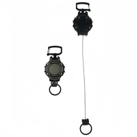 Nouvel arrivage : Porte-clés rétractable de type Hover avec câble verrouillable, robuste, boucle carrée en plastique noir, enrouleur de badge avec câble de longueur réglable