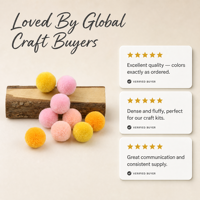 Pompons en laine personnalisés couleur Pantone faits à la main, moelleux, pour loisirs créatifs, fabrication de bijoux, guirlandes - Vente en gros directe usine