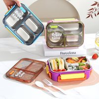 Boîte à lunch en plastique de forme rectangulaire avec boîte intérieure en acier PP pour le déjeuner à emporter, boîte à lunch pour enfants, sans fuite, boîte bento écologique