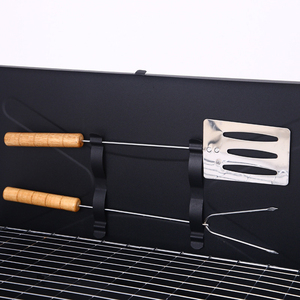 Barbecue portable en acier inoxydable noir <span class=keywords><strong>pour</strong></span> l'extérieur, foyer en fonte, grilles à <span class=keywords><strong>charbon</strong></span> de bois pliables <span class=keywords><strong>pour</strong></span> la cuisson - Product Image 4