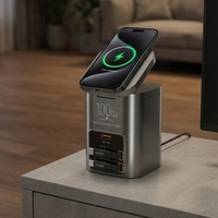 Pengisi Daya PD100w Dual Type-C 65W Kabel Data Cepat Retractable Stasiun Daya Nirkabel Magnetik untuk Ponsel 17 16 15 airpods samsung