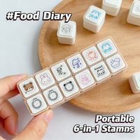 Ensemble de tampons amovibles personnalisés et mignons 6 en 1, tampon kawaii pour journal, pour planificateur