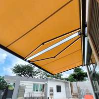 Hanrui extérieur personnalisé motorisé fenêtre pleine porte soleil métal aluminium polycarbonate pliable auvent auvent