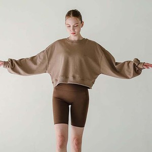 Aoyema High Quality <strong>Bubble</strong> Puff Oversized Women Pullover Short Crop <strong>Top</strong> Sweatshirts Jumper Drop Shoulder Crewneck Long Sleeves - Product Image 5