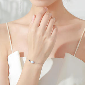 Pulsera de Cadena de Plata de Ley S925 con Circonita Azul Iridiscente para Mujer, Joyería Romántica para Uso Diario, Versión de Cobre Personalizable - Product Image 5