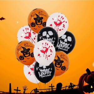 50 ballons d'Halloween, motifs multiples, 12 pouces, noir, orange, blanc, ballons en latex avec visage de fantôme, décorations pour fête d'Halloween - Product Image 2