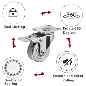 M10 Praktische mobile Rad rolle Starre drehbare Fests tell bremse 1,5 Zoll 2 Zoll Edelstahl Light Duty Caster - Product Image 2