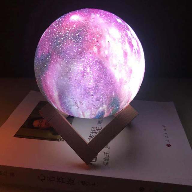 3D Printing Plastic Star Moon Starry Night Light Remote Touch Control for Bedrooms Bedside Rechargeable 3/7 Colors Moon Lamp