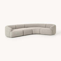 Canapé modulaire en tissu en forme de L, style moderne et luxueux, avec tissu bouclé pour salon d'appartement