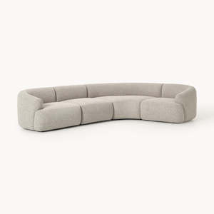 Moderno Sofá Modular <span class=keywords><strong>en</strong></span> Forma de L de Lujo Ligero con Tela de Hilo Bouclé para Sala de Estar de Apartamento - Product Image 5