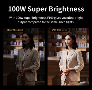 ZHIYUN FIVERAY F100 100W Tube lumineux LED RVB Baguette lumineuse pour photographie Streaming Interview Tiktok <span class=keywords><strong>Youtube</strong></span> VS Sokani X25 - Product Image 2