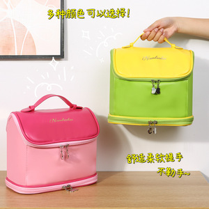 กระเป๋าเครื่องสำอางนันดูโอลูแบบสองชั้นกันน้ำพกพาสะดวก ดีไซน์สีสันตัดกัน คอลเลคชั่นฤดูใบไม้ผลิ 2025 - Product Image 4