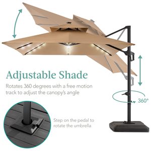 <span class=keywords><strong>Sombrilla</strong></span> <span class=keywords><strong>de</strong></span> Jardín Resistente para Exteriores 2025, Parasol con Elevación Manual, <span class=keywords><strong>Sombrilla</strong></span> <span class=keywords><strong>de</strong></span> Patio con Luces LED Solares - Product Image 4