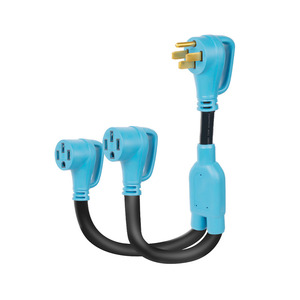 Adaptateur de branchement NEMA 14-50 en Y pour camping-car et véhicule électrique, NEMA 14-50P vers <span class=keywords><strong>2X</strong></span> NEMA 14-50R, homologué ETL, bleu - Product Image 1