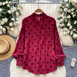 Blus lengan panjang wanita, atasan kasual pita kupu-kupu warna polos musim gugur untuk perempuan - Product Image 5