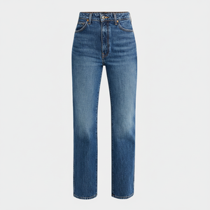 Pantalones vaqueros elásticos de cintura alta para mujer 100% Pantalones vaqueros de moda de alta calidad diseño vaqueros sólidos - Product Image 1