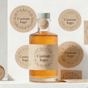 Custom Logo Adhesive <b>Label</b> Sticker Thank You <b>Label</b> Circle Kraft Paper Sticker for Bottle Food Gift <b>Packaging</b> <b>Labels</b> Sticker OEM - Product Image 3