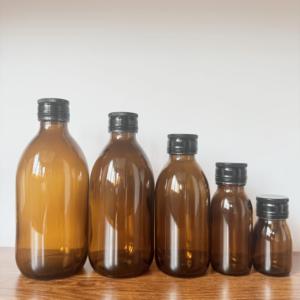 丸型経口咳止めガラス瓶100ml 200ml 250ml 300ml医薬品アンバー薬プラスチックアルミキャップ付き - Product Image 6