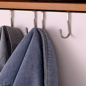 Stainless steel no-drill cabinet door back <b>hooks</b>, <b>S</b>-shaped door coat rack, door-back coat <b>hooks</b>, small <b>hooks</b>. - Product Image 2