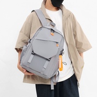 Mochila de Viaje Unisex Impermeable de 20-36L, de Poliéster Oxford Transpirable con Cierre, Moderna y a la Moda, para Computadora, Estilo Preppy, Color Sólido