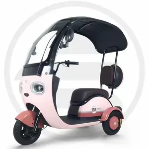 Sepeda kargo skuter listrik sepeda roda tiga listrik Tiongkok dengan kaca depan 3 roda penumpang roda tiga