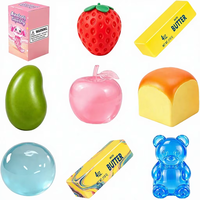 Mainan Kompresi Promosi 8 Buah Set Mainan Squishy Makanan Buah Roti Mentega Apel Sensorik Fidget Pereda Stres Kotak Hadiah
