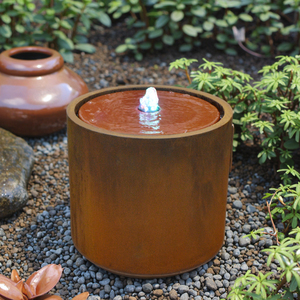 Petite <span class=keywords><strong>fontaine</strong></span> d'eau ronde en acier corten rouillé <span class=keywords><strong>avec</strong></span> éclairage, pour décoration intérieure/extérieure, <span class=keywords><strong>jardin</strong></span>, table ou cour - Product Image 6