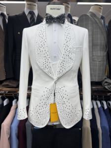 Traje Clásico de Tres Piezas para Hombre con Saco de Una Sola Fila, Pantalones de Pierna Recta y Chaleco, Mezcla de Poliéster y Algodón, Atuendo de Negocios - Product Image 5