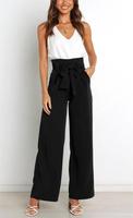Offre Spéciale femmes taille haute élégant jambe large robe bureau pantalon respirant été formel pantalon plat avant Style