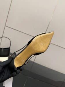 Satin Pointed Back Empty Sandals Women Slim Fit Stiletto Heel Buckle Commuting Style Waterproof Breathable - Product Image 6