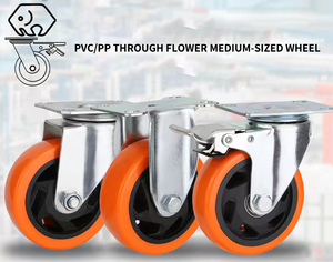 Werks-Direkt vertrieb 4 Zoll Orange PP/PVC-Rad rolle Mittelschwere Dreh verriegelung rolle - Product Image 5