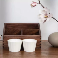 Boîte en bois trapézoïdale moderne pour le bureau à domicile, écologique, artisanale, personnalisée, organisateur de rangement multifonctionnel pour télécommandes