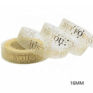 Cinta de Organza para el Día de San Valentín, con el mensaje 'Todo <span class=keywords><strong>mi</strong></span> <span class=keywords><strong>amor</strong></span> solo para ti', 9mm/16mm, Voile Transparente con Corazón Dorado, 100% Poliéster, para Decoración Floral - Product Image 4