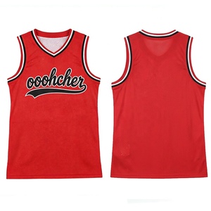 Ensemble de basket-ball en mesh respirant, maillot et short rétro personnalisés rouge, noir et blanc pour équipe - Product Image 1