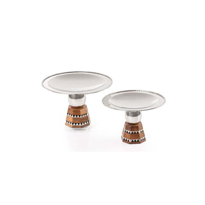 Plateau en acier inoxydable de haute qualité avec base en bois Plateau pour bol à chocolat Bol de service et plateau de style premium à vendre - Product Image 4