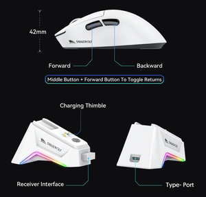 2025 Tốt Nhất Bán M6 Tri-Chế Độ Không Dây Quang Học Chơi Game Chuột Mini Ergonomic Thuận Tay Phải Trọng Lượng Nhẹ Paw3311 RGB Pin Kho - Product Image 4