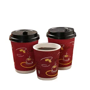 제조 공급 도매 재활용 저렴한 브랜드 컬러 인쇄 비즈니스 일회용 커피 크래프트 종이 컵 뚜껑