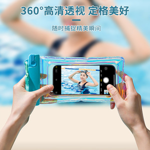 Waterproof Phone Case Transparent Iridescent Blue 7.2 Inch Touchscreen Swimming Rafting Beach Use - Product Image 5